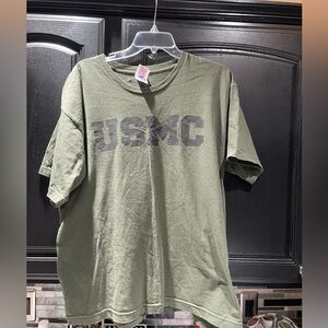 USMC Shirt Mens Large Military Marine Corps Bayside Made USA Distressed Tee